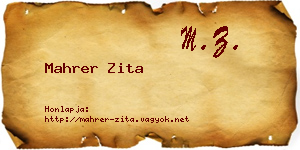 Mahrer Zita névjegykártya